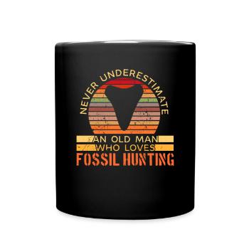 Megalodon Shark Tooth Fossil Collector Gift - Full Colour Mug - black - Front