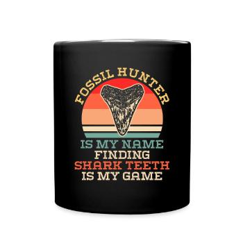 Megalodon Shark Tooth Fossil Collector Gift - Full Colour Mug - black - Front