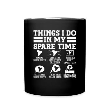 Megalodon Shark Tooth Fossil Collector Gift - Full Colour Mug - black - Front