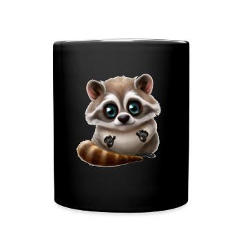 Waschbär Niedliches Tier - Tasse einfarbig - Schwarz - Vorne