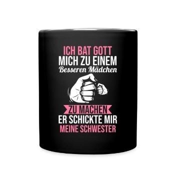Geschwister Familie Schwestern Schwester - Tasse einfarbig - Schwarz - Vorne