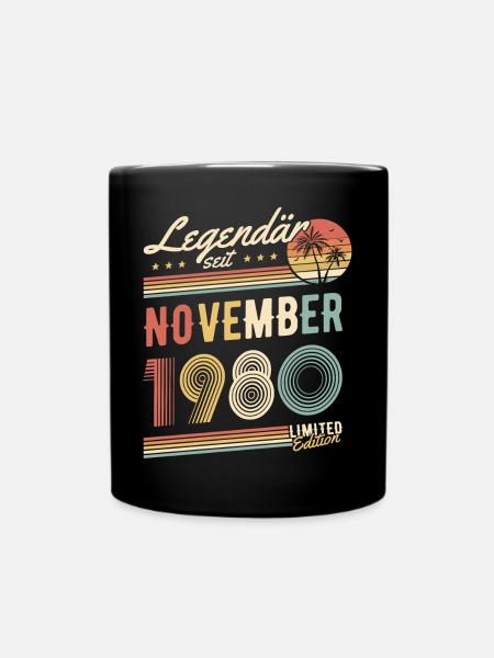 Legendär Seit November 1980 Geburtstag Geschenk - Tasse einfarbig - Schwarz
