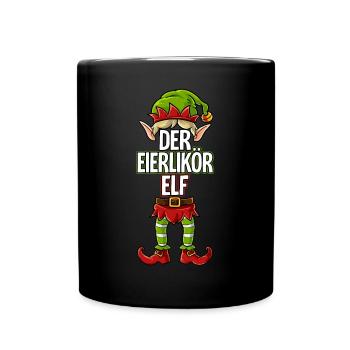 Eierlikör Elf Partnerlook Weihnachten - Tasse einfarbig - Schwarz - Vorne