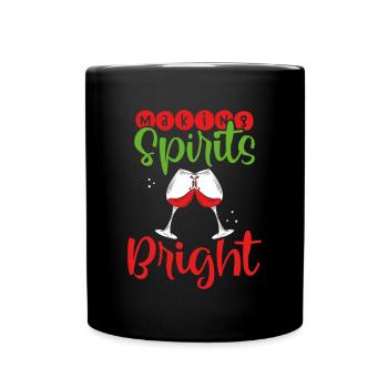 Wein hebt die Stimmung - Tasse einfarbig - Schwarz - Vorne