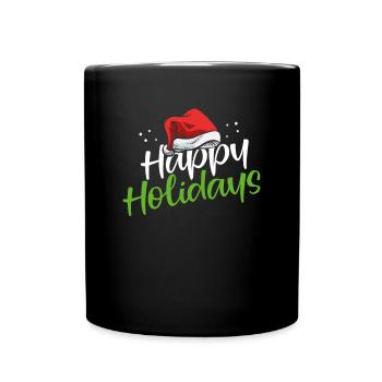 Frohe Feiertage an Weihnachten - Tasse einfarbig - Schwarz - Vorne