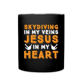 Skydiving and Jesus. Skydiving. - Full Colour Mug - black - Front