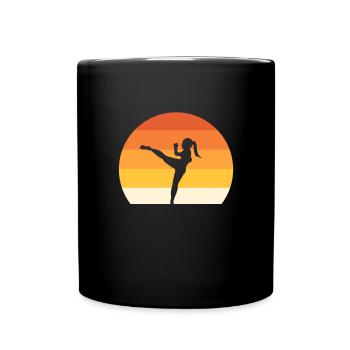 Vintage Kickboxing. Martial arts fighter. - Full Colour Mug - black - Front