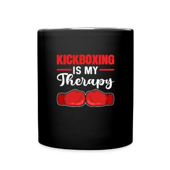 Kickboxen Ist Meine Therapie. Kickboxen - Tasse einfarbig - Schwarz - Vorne