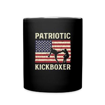 Patriotischer Kickboxer. Usa Kickboxen - Tasse einfarbig - Schwarz - Vorne