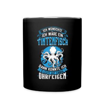 Ein Oktopus Kann 8 Personen Gleichzeitig Schlagen - Tasse einfarbig - Schwarz - Vorne