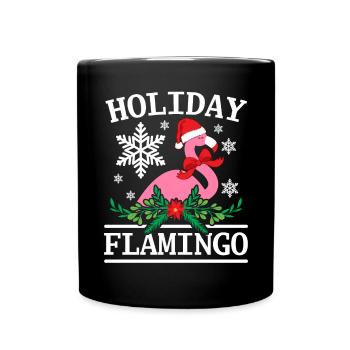 Holiday Flamingo Lover Merry Xmas Christmas Day - Full Colour Mug - black - Front