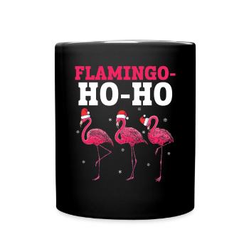 Pink Flamingo Lover Bird Merry Xmas Christmas Day - Full Colour Mug - black - Front