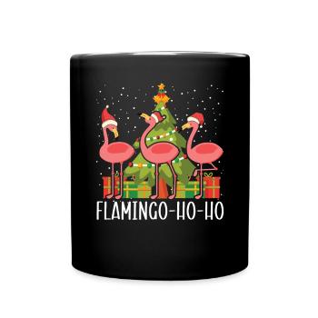 Pink Flamingo Lover Bird Merry Xmas Christmas Day - Full Colour Mug - black - Front