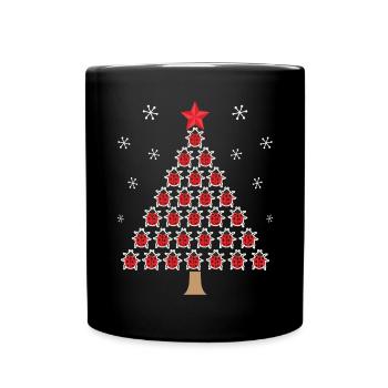 Ladybug Christmas Day Happy Holiday Santa Claus - Full Colour Mug - black - Front
