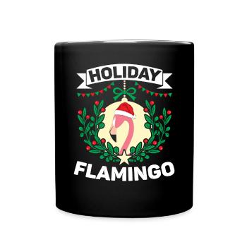 Holiday Flamingo Lover Merry Xmas Christmas Day - Full Colour Mug - black - Front