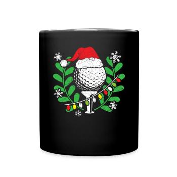 Golf Player Sport Golfer Merry Xmas Christmas Day - Full Colour Mug - black - Front