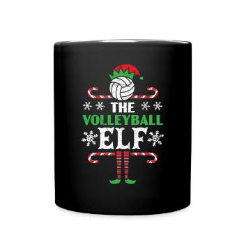The Volleyball Elf Sport Merry Xmas Christmas Day - Full Colour Mug - black - Front