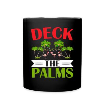 Deck The Palms Flamingo Lover Merry Christmas Day - Full Colour Mug - black - Front