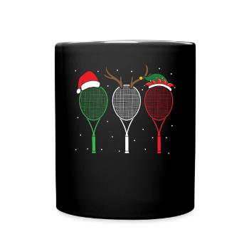 Tennis Player Sport Lover Merry Xmas Christmas Day - Full Colour Mug - black - Front