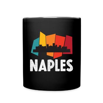 Neapel-Skyline-Retro- Italien-Souvenir-italienisch - Tasse einfarbig - Schwarz - Vorne