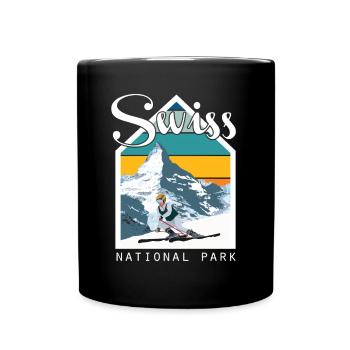 Schweizer Nationalpark Souvenir Schweiz Berge - Tasse einfarbig - Schwarz - Vorne