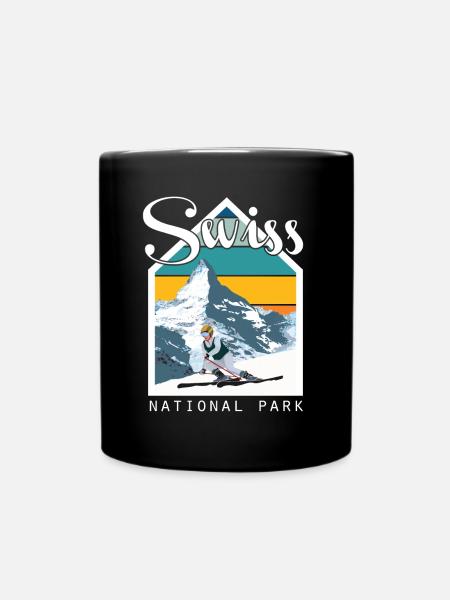 Schweizer Nationalpark Souvenir Schweiz Berge - Tasse einfarbig - Schwarz