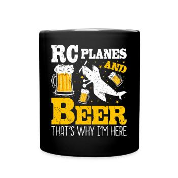 RC Flugzeuge Bier für Piloten Flugzeugliebhaber - Tasse einfarbig - Schwarz - Vorne
