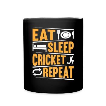 Eat Sleep Cricket Repeat - Playing Cricket Player - Tasse einfarbig - Schwarz - Vorne