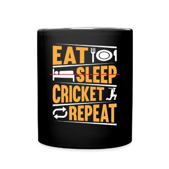 Eat Sleep Cricket Repeat - Playing Cricket Player - Tasse einfarbig - Schwarz - Vorne