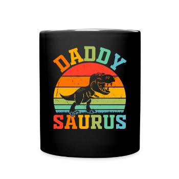 Papasaurus Dino Daddy Dinosaur Papa Dino - Dadd - Full Colour Mug - black - Front