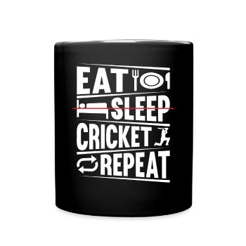 Cricketing Funny Cricket Player - Eat Sleep Cricke - Tasse einfarbig - Schwarz - Vorne
