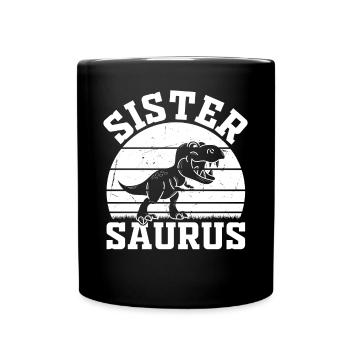 Sister Saurus Sister Dino Sistersaurus Sister Dino - Full Colour Mug - black - Front
