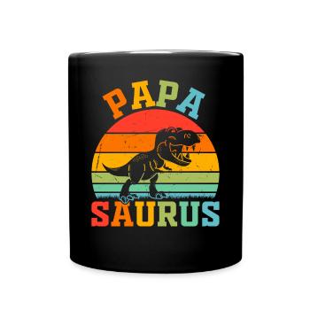 Papasaurus - Papa Saurus Papa Dino - Mug uni - noir - Devant