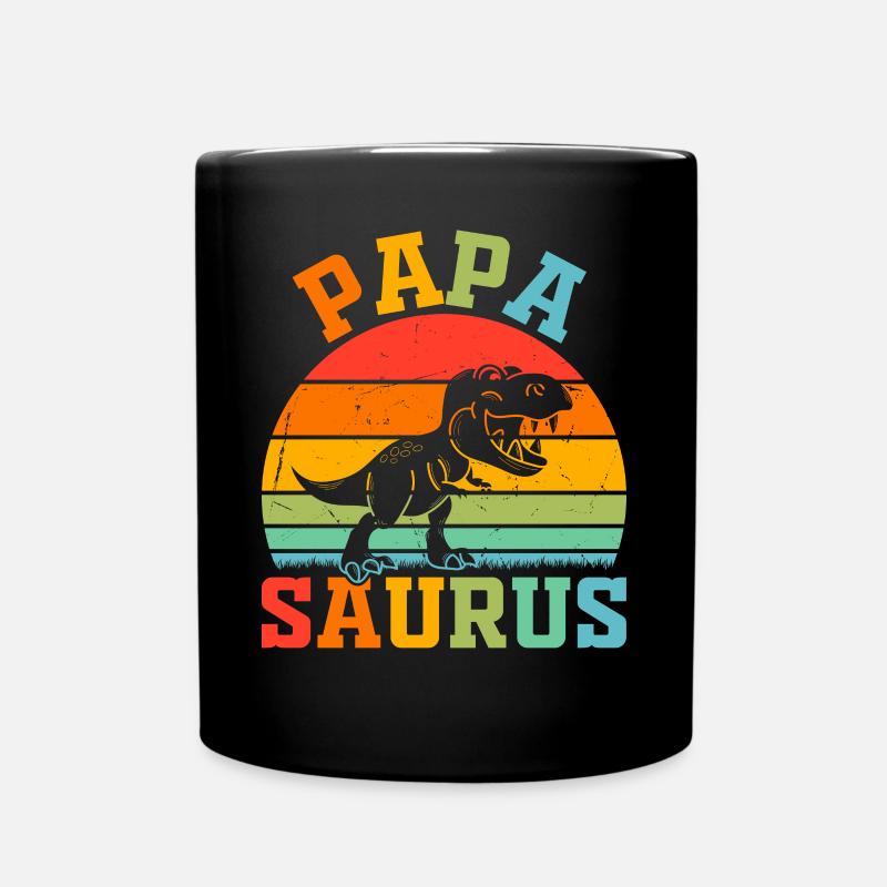 Papasaurus - Papa Saurus Papa Dino - Mug uni - noir