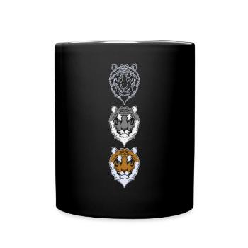 Tiger Art Tiger Head Animal Motif with Wildlife - Full Colour Mug - black - Front