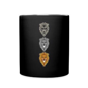 Löwen Tierkopf Raubtier Tiermotiv mit Wildtieren - Tasse einfarbig - Schwarz - Vorne