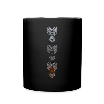 Rothirsch Geweih mit Hirschgeweih - Tasse einfarbig - Schwarz - Vorne