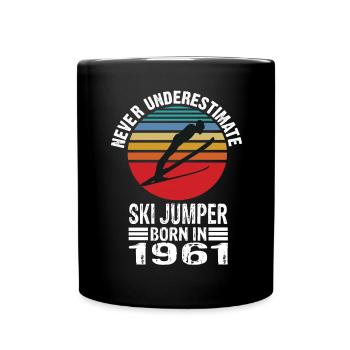 Ne sous-estimez jamais le sauteur à ski né en 1961 - Mug uni - noir - Devant