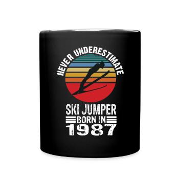 Never Underestimate Ski Jumper born in 1987 - Tasse einfarbig - Schwarz - Vorne