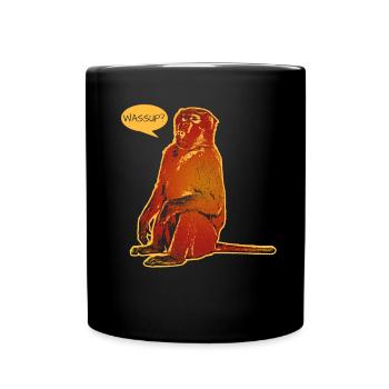 Lustiger Pavian - Tasse einfarbig - Schwarz - Vorne