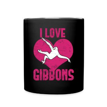 Ich liebe Gibbons - Tasse einfarbig - Schwarz - Vorne
