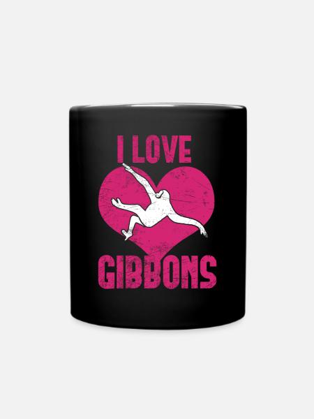 Ich liebe Gibbons - Tasse einfarbig - Schwarz