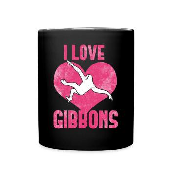 Ich liebe Gibbons - Tasse einfarbig - Schwarz - Vorne