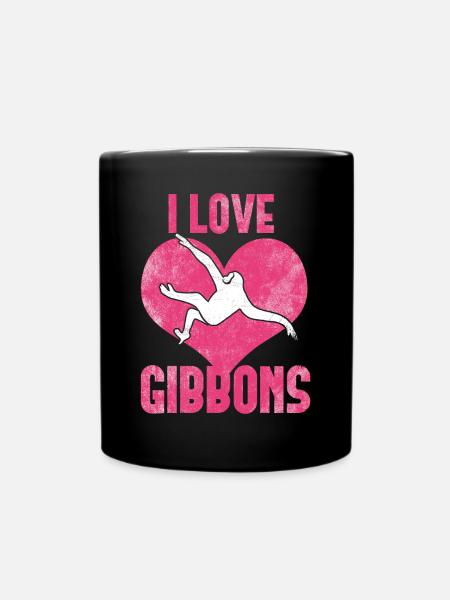 Ich liebe Gibbons - Tasse einfarbig - Schwarz