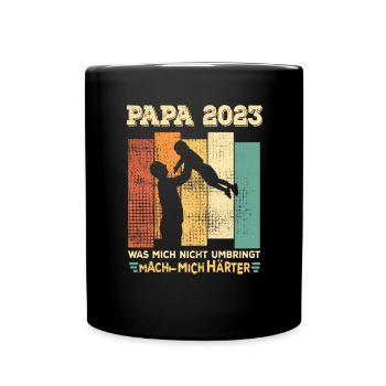 PAPA 2023 - Geburt Vater werden Dad Vaterschaft - Tasse einfarbig - Schwarz - Vorne