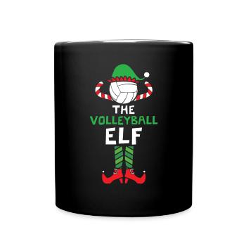The Volleyball Elf Sport Merry Xmas Christmas Day - Full Colour Mug - black - Front