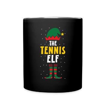 The Tennis Elf Tennis Player Xmas Christmas Day - Full Colour Mug - black - Front