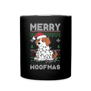 Merry Woofmas Christmas Day Dog Lover Puppy Owner - Mug uni - noir - Devant