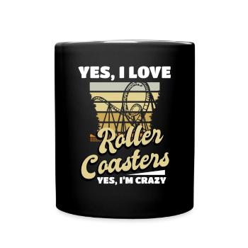 Sucher Ich liebe Achterbahn Park - Tasse einfarbig - Schwarz - Vorne