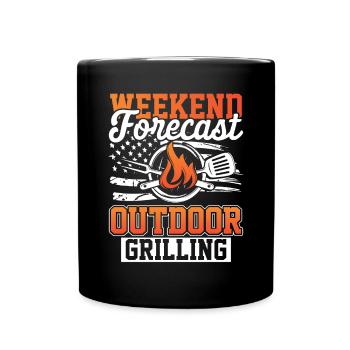 Grill Outdoor Grillen Barbeque BBQ Grillmeister - Tasse einfarbig - Schwarz - Vorne